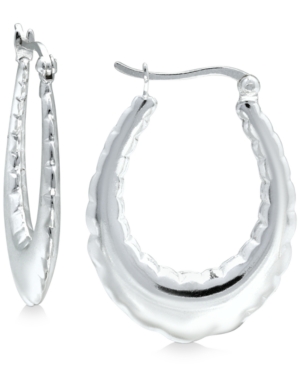 image of Giani Bernini Fancy Oval Hoop Earrings in Sterling Silver, Created for Macy-s