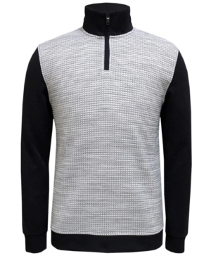 Alfani Men's Textured Colorblocked Quarter-Zip Sweater, Created for Macy's