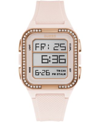 GUESS - Women's Digital Pale Pink Silicone Strap Watch 39mm