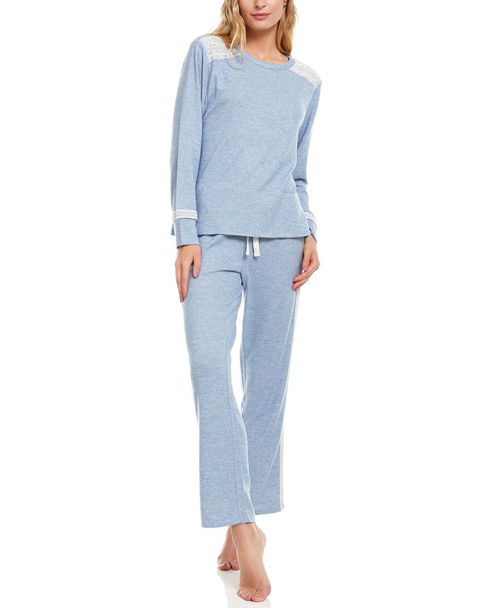 Flora Nikrooz Collection Charlie Lace-Trim Hacci Pajama Set - Macy's
