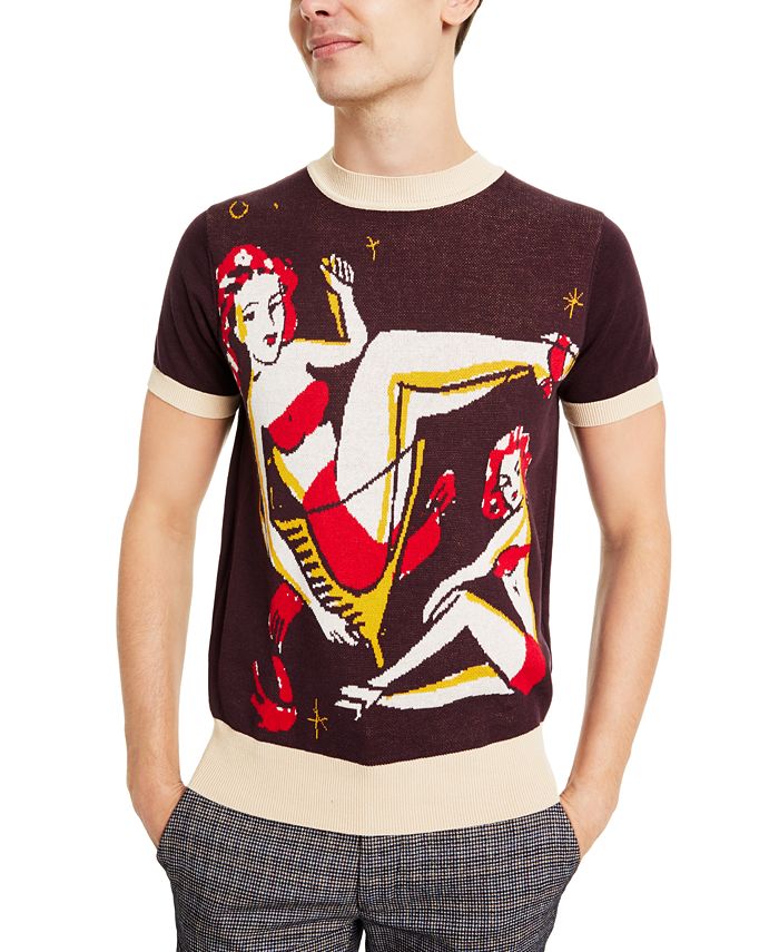 Mens short sleeve sweater shirt hot sale