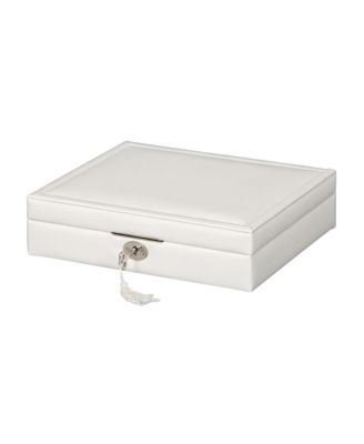Mele & Co - Evie Locking Fashion Jewelry Box in White Snakeskin Vegan Leather