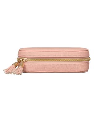 Mele Co. Lucy Travel Jewelry Case in Textured Pink Faux Leather