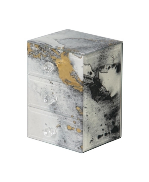 Mele & Co Mele Co. Maura Marbled Glass Jewelry Box With Gold Accents In Marbled Metallic Flake