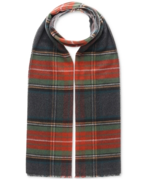 V Fraas Men's Classic Plaid Reversible Scarf In Orange/charcoal