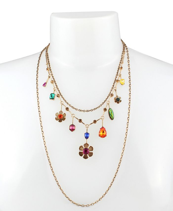 Betsey Johnson Flower Charm Layered Necklace & Reviews - Necklaces ...