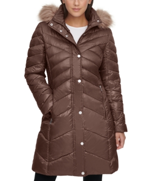 Kenneth Cole Faux-Fur-Trim Hooded Puffer Coat