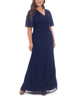 Betsy & Adam Plus Size Embellished Flutter-Sleeve Gown - Macy's
