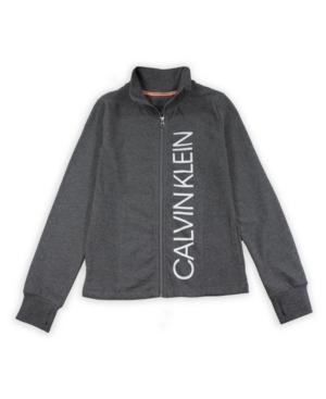image of Calvin Klein Performance Big Girls Zip Front Active Jacket With Rib Screenprint