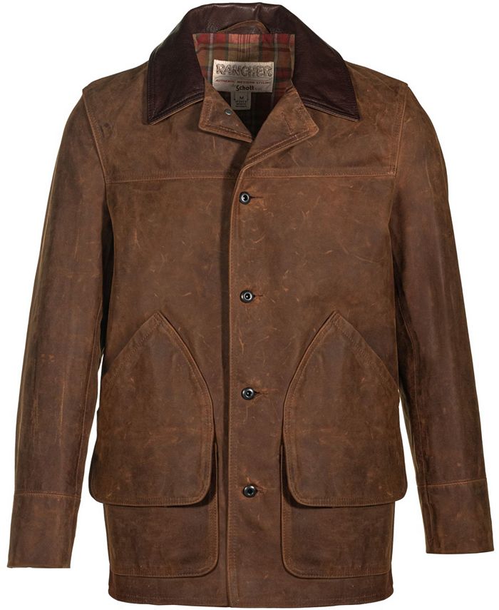 Men's nubuck shop leather barn coat