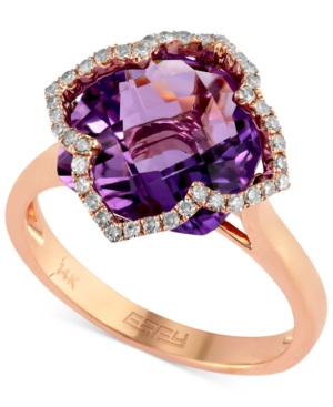 image of Lavender Rose by Effy Amethyst (5-3/4 ct. t.w.) and Diamond (1/5 ct. t.w.) Clover Ring in 14k Rose Gold
