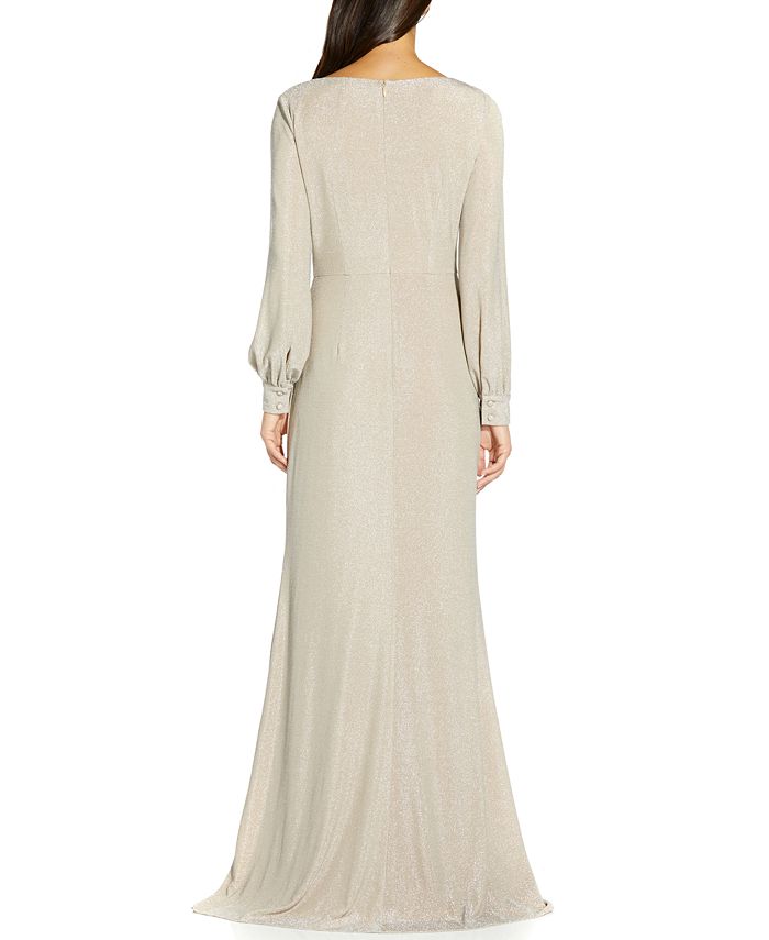 Adrianna Papell Metallic Faux-Wrap Gown - Macy's