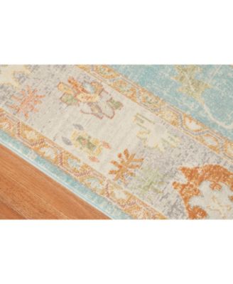 Bohemian BHM-3 Aqua and Beige 7'9" x 9'9" Outdoor Area Rug