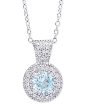 image of Blue Topaz (1 ct. t.w.) & Cubic Zirconia Halo 18