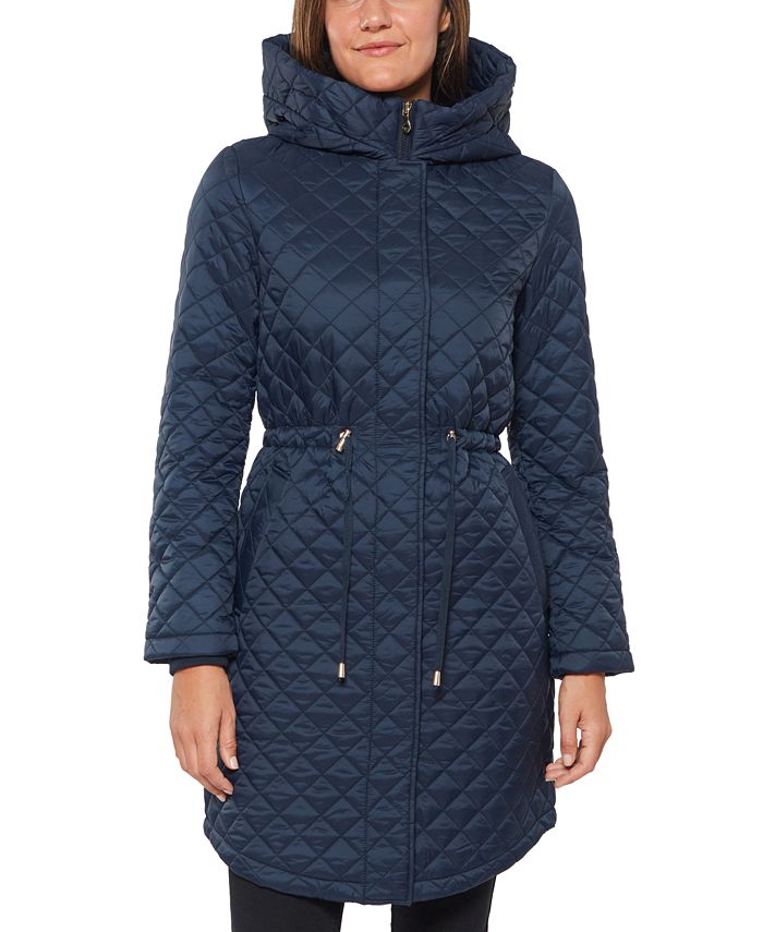 kate spade new york Hooded Quilted Anorak Coat - Macy's