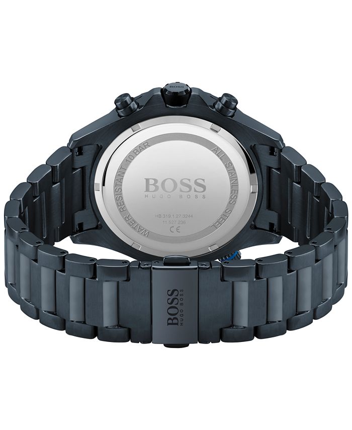 BOSS Men's Globetrotter Chronograph Blue Stainless Steel Bracelet Watch