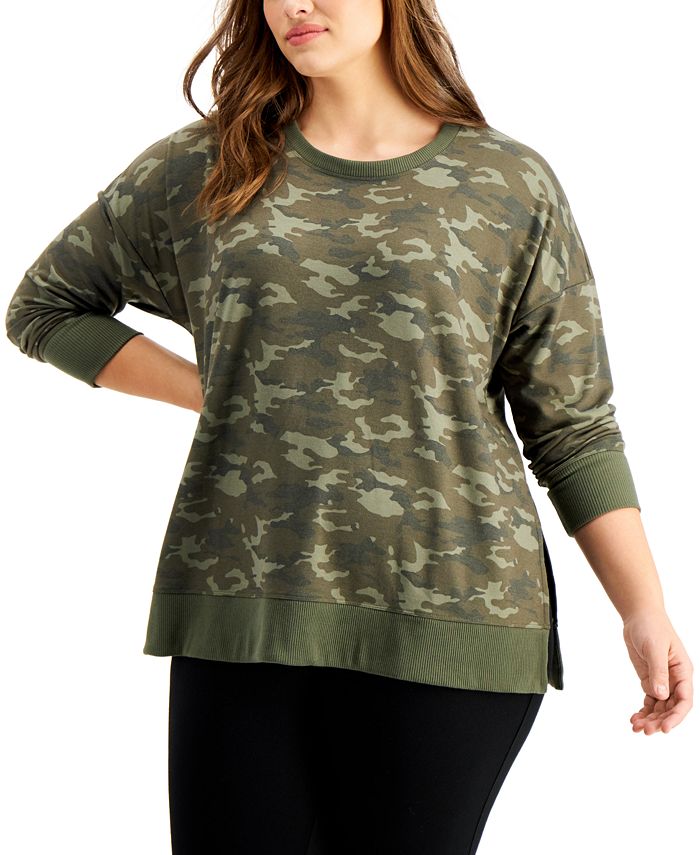 Plus size on sale camo sweatshirt