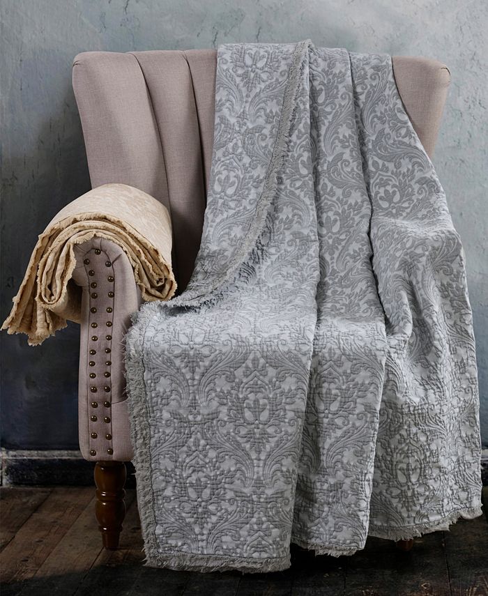 American Heritage Textiles Oversized Damask Cotton Throw - Macy's