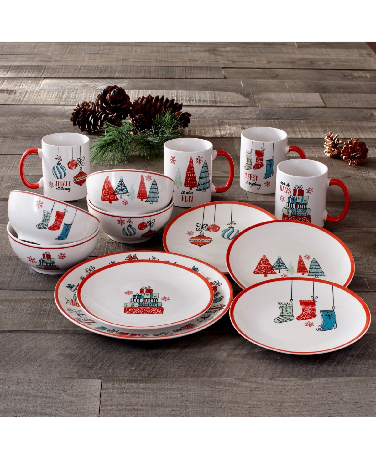 American Atelier Holiday Gift 16 Pc. Dinnerware Set, Service for 4