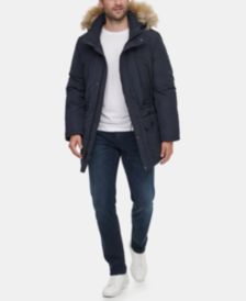 Men's Long Snorkel Coat with Faux-Fur Trimmed Hood