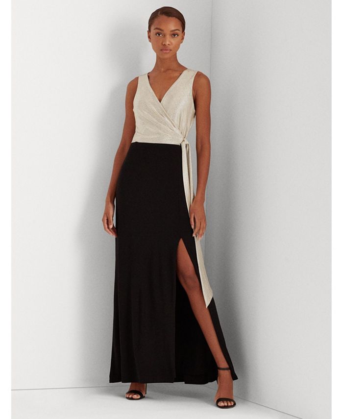 Lauren ralph lauren metallic surplice gown sales