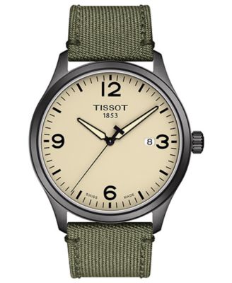 Tissot - Men's Swiss Gent XL Green Fabric Strap Watch 42mm
