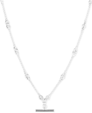 image of Lucky Brand Silver-Tone Bar Pendant Necklace, 16