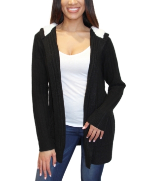image of Crave Fame Juniors- Cozy Knit Sherpa Trim Cardigan
