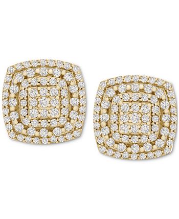 Wrapped in Love - Diamond Cushion Cluster Stud Earrings (1 ct. t.w.) in 14k Gold