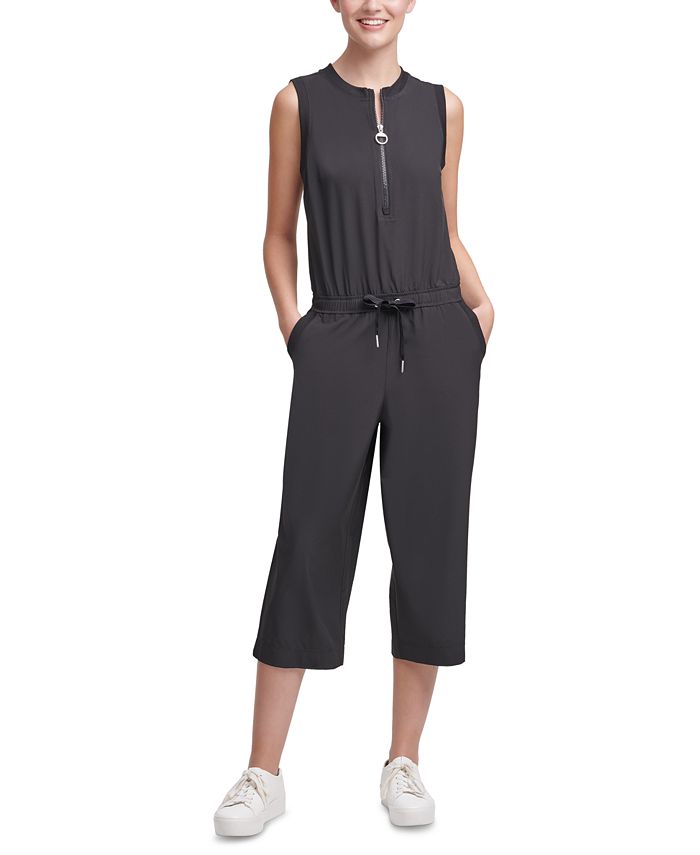 Calvin Klein Half-Zip Sleeveless Cropped Jumpsuit & Reviews - Pants &  Capris - Women - Macy's