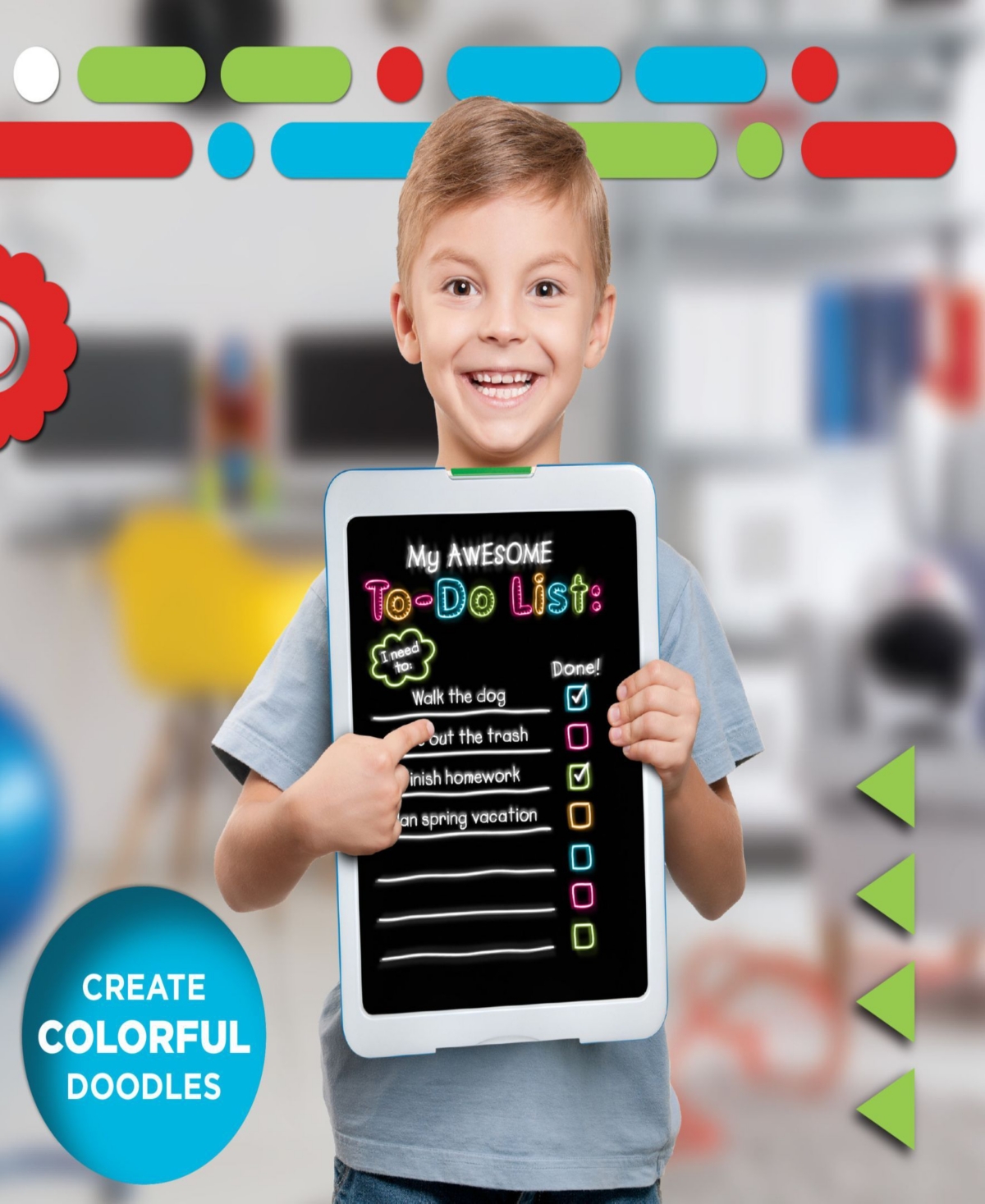 Discovery Neon Glow Drawing Easel W/ 6 Color Marker, Light Modes In White