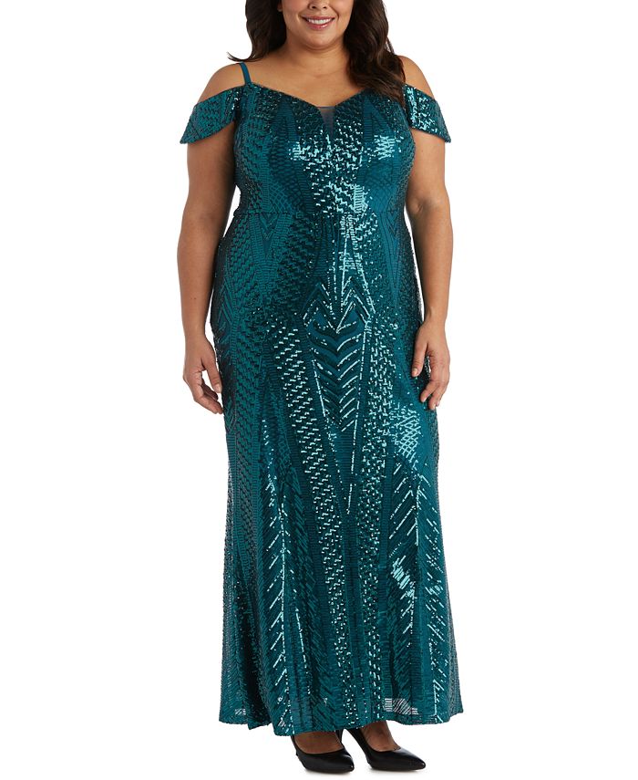 nightway plus size sequin flowy gown