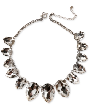 image of Thalia Sodi Silver-Tone Oversized Crystal Statement Necklace, 18