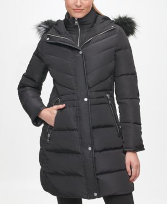 Karl lagerfeld faux fur down coat best sale