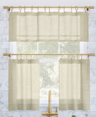 Slub Textured Linen Blend Cafe Curtain Pair