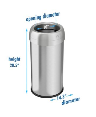 Round Stainless Steel Open Top Kitchen Trash Can with Dual AbsorbX Odor Filters