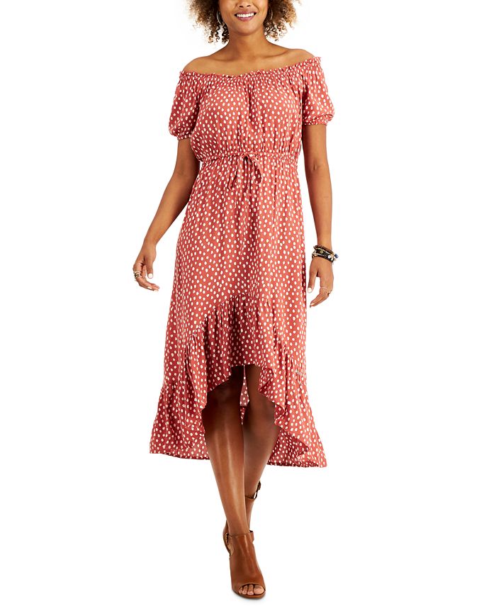 Macy's red high low hot sale dress