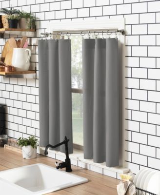 Martine Microfiber Semi-Sheer Rod Pocket Kitchen Curtain Valance and Tiers Set