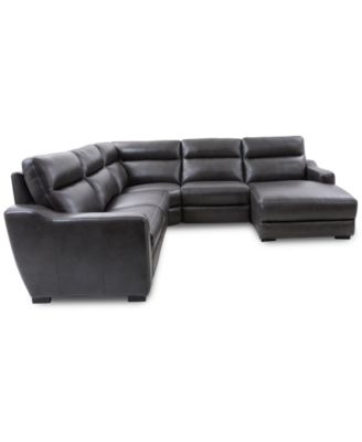 Gabrine 5-Pc. Leather Sectional with 2 Power Headrests and Chaise