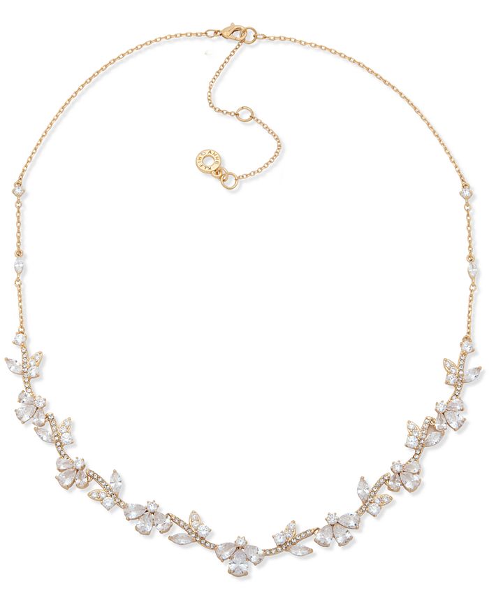 Anne Klein Gold-Tone Crystal Frontal Necklace, 16