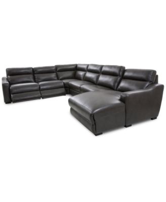 Gabrine 6-Pc. Leather Sectional with 3 Power Headrests and Chaise