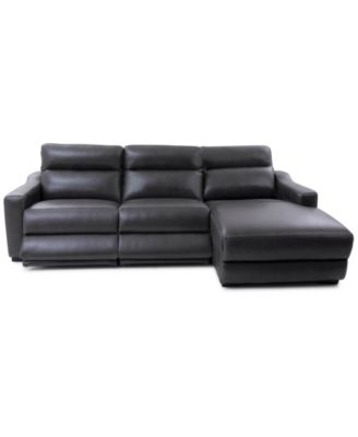 Gabrine 3-Pc. Leather Sectional with 2 Power Headrests & Chaise, Created for Macy's