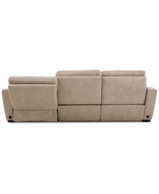 Gabrine 3-Pc. Leather Sectional with 1 Power Headrest and Chaise, Created for Macy's