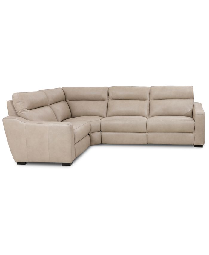 Furniture Gabrine 4Pc. Leather Sectional with 2 Power Headrests