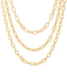 Gold-Tone Link Chain Layered Necklace, 16" + 3" extender