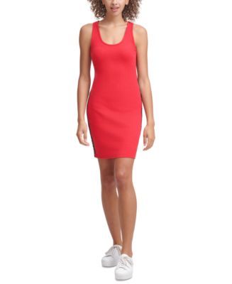 Calvin Klein Jeans Ribbed Graphic Bodycon Dress - Macy's