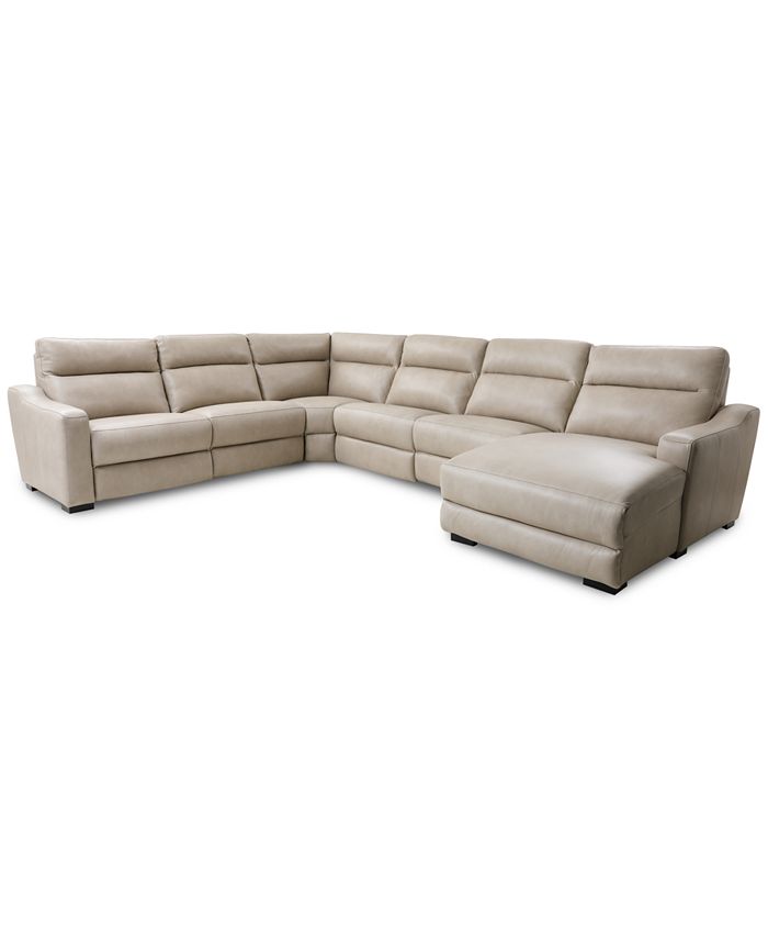 Furniture Gabrine 6Pc. Leather Sectional with 3 Power Headrests and