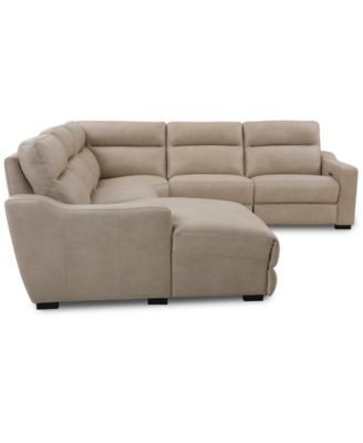 Gabrine 5-Pc. Leather Sectional with 2 Power Headrests and Chaise, Created for Macy's