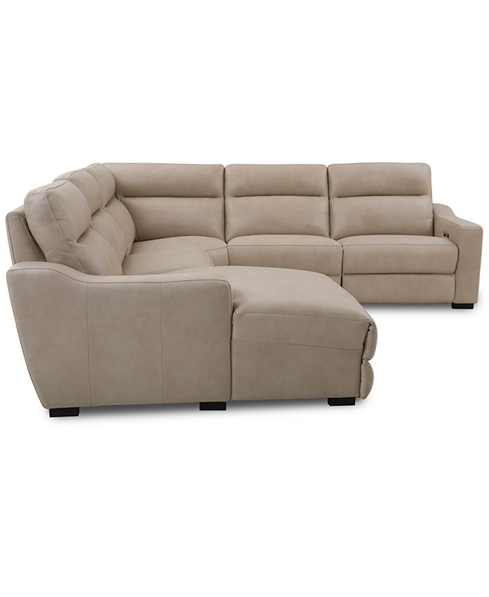 Furniture Gabrine 5Pc. Leather Sectional with 2 Power Headrests and