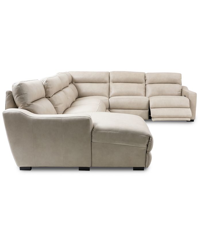 Furniture Gabrine 6Pc. Leather Sectional with 3 Power Headrests and